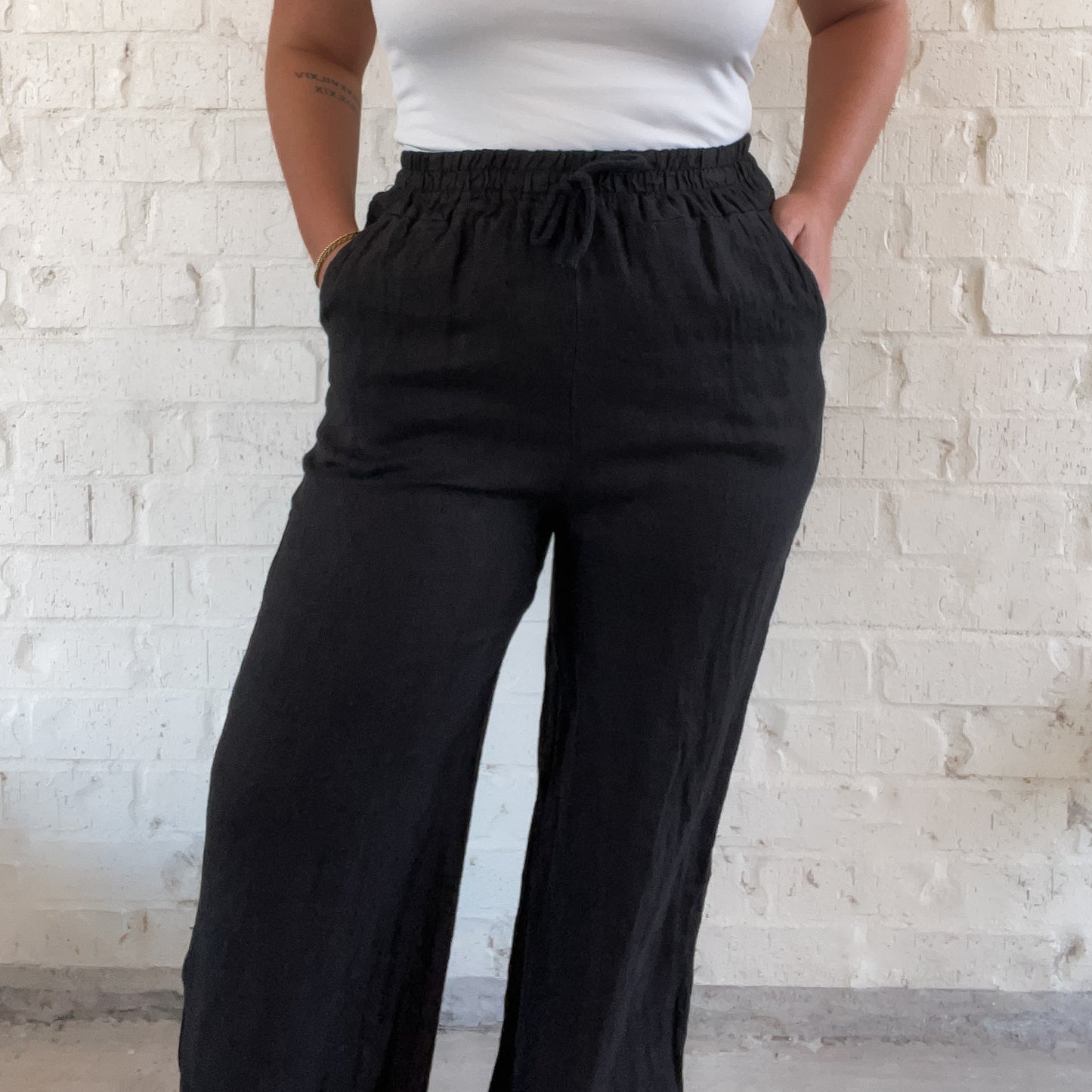 Oakland Italian Linen Pants in Black