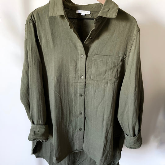 Isabella Button Down in Olive Green